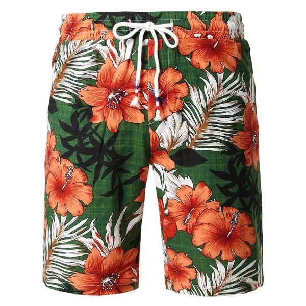 Short De Bain A Fleur Orange Jungle