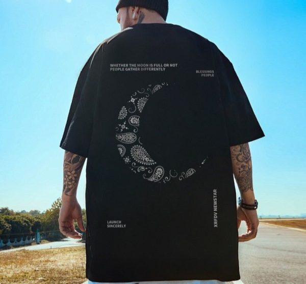 T-Shirt Fleur Premium Lune Fleurie Noire