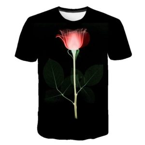 T-Shirt Fleuri Rose Eclairée
