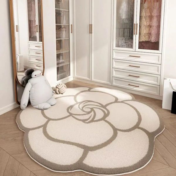 Tapis En Forme De Fleur Gris