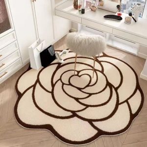 Tapis En Forme De Fleur Marron