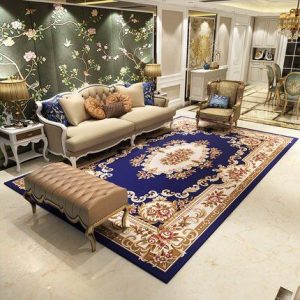 Tapis Fleur Luxe Bleu Royal