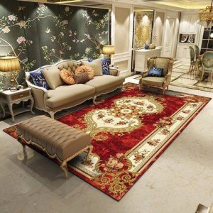 Tapis Fleur Luxe Rouge Epuré