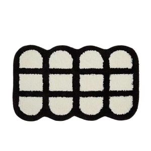 Tapis Fleur Rétro Blanc & Noir