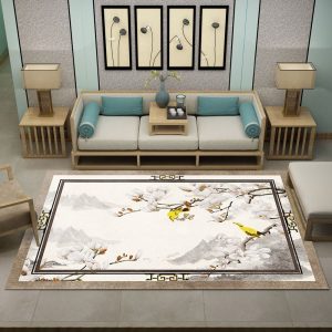 Tapis Fleur Style Chinois Blanc Design