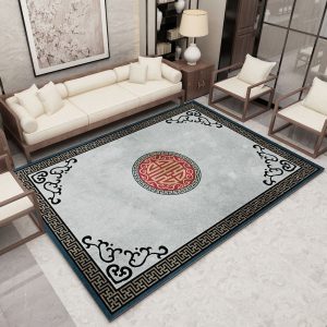 Tapis Fleur Style Chinois Gris