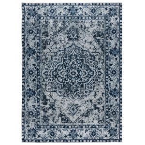 Tapis Fleur Vintage Bleu