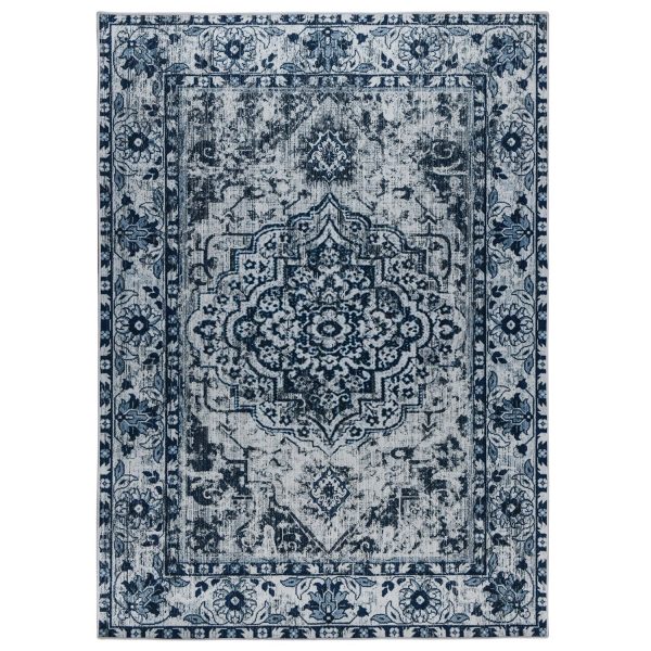 Tapis Fleur Vintage Bleu