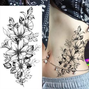 Tatouage Fleur Ventre Design