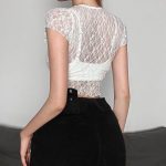 top dentelle imprimé floral Y2k