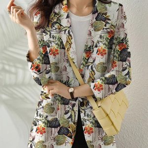 Veste Blazer Fleuri Coton