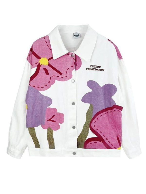 Veste Fleurie Femme Blanche