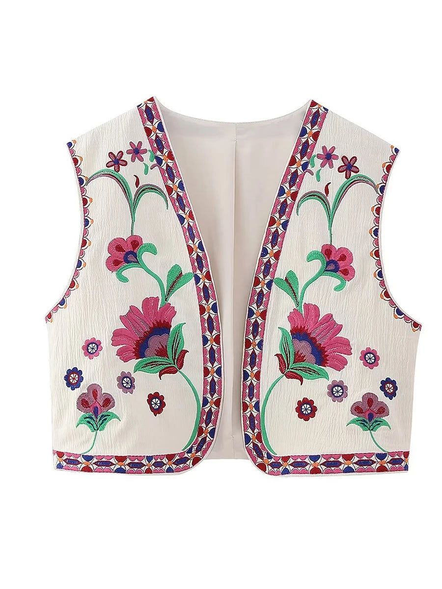 veste vintage a fleurs colorées